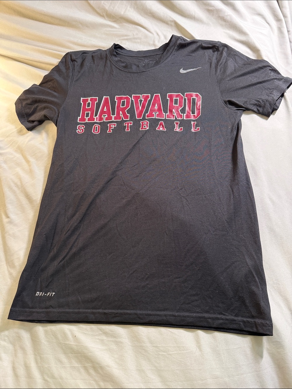 Nike Black Tee with Red Harvard Softball Logo